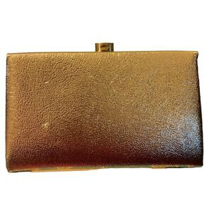 After Five Vintage Gold Clutch L and M Wristlet Handbag Attached Coin Purse